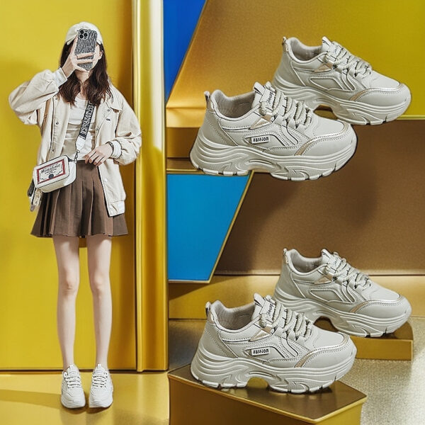 Breathable Student Sports Height Increasing Leather Low-top Shoes - Image 6