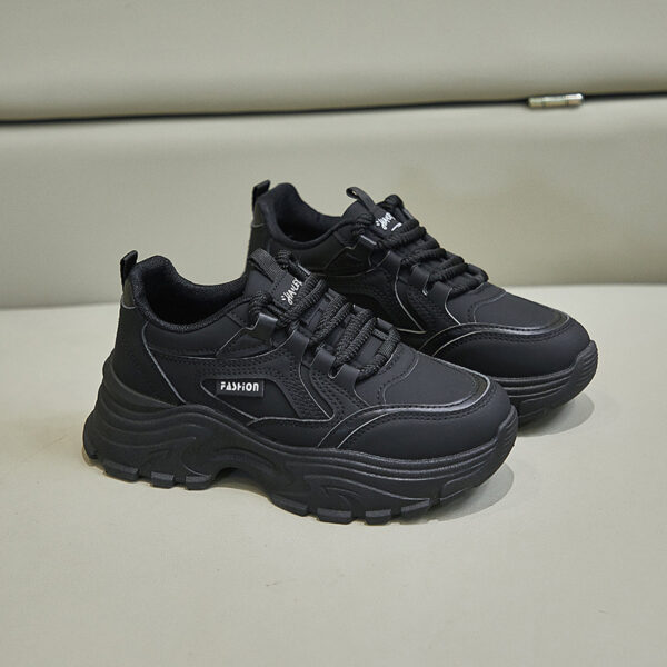 Breathable Student Sports Height Increasing Leather Low-top Shoes - Image 3